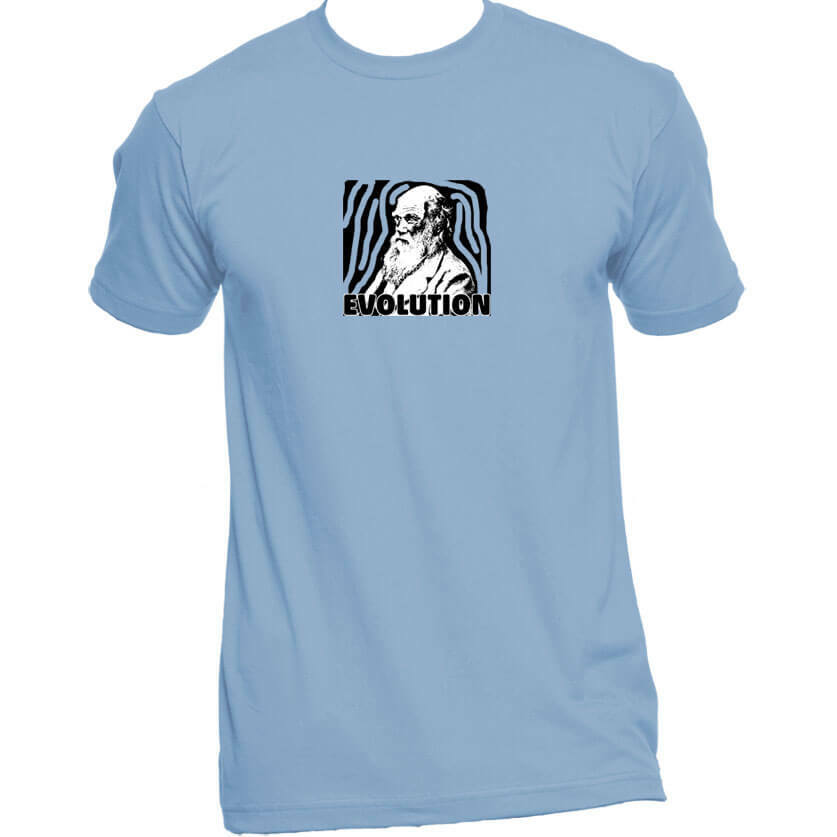 Charles Darwin Evolution Unisex Or Women's Cotton T-shirt-Baby Blue-Unisex