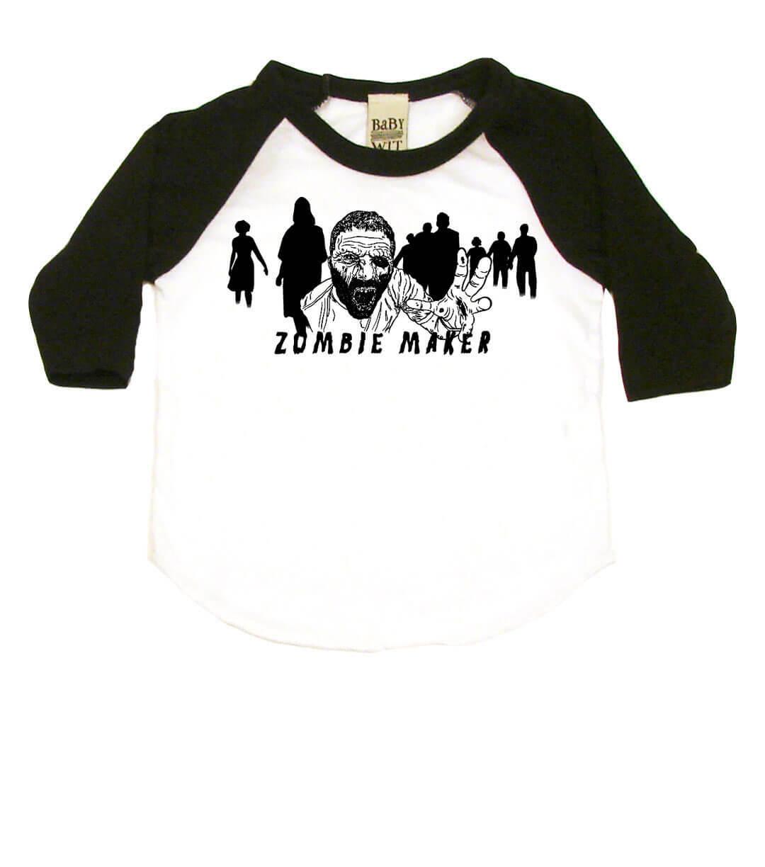 Zombie Maker Infant Bodysuit or Raglan Baby Tee-White/Black-3-6 months