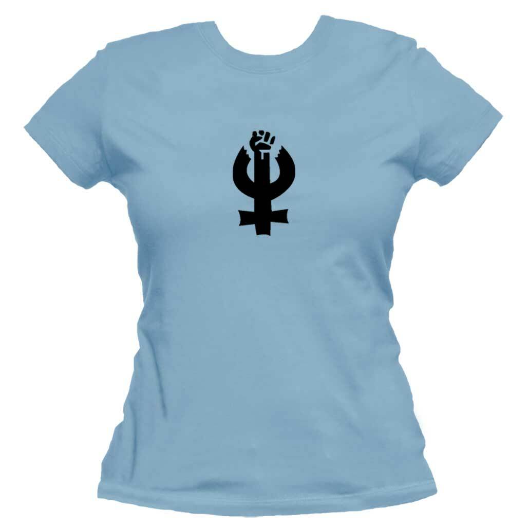 Feminist Unisex Or Women's Cotton T-shirt-Baby Blue-Woman