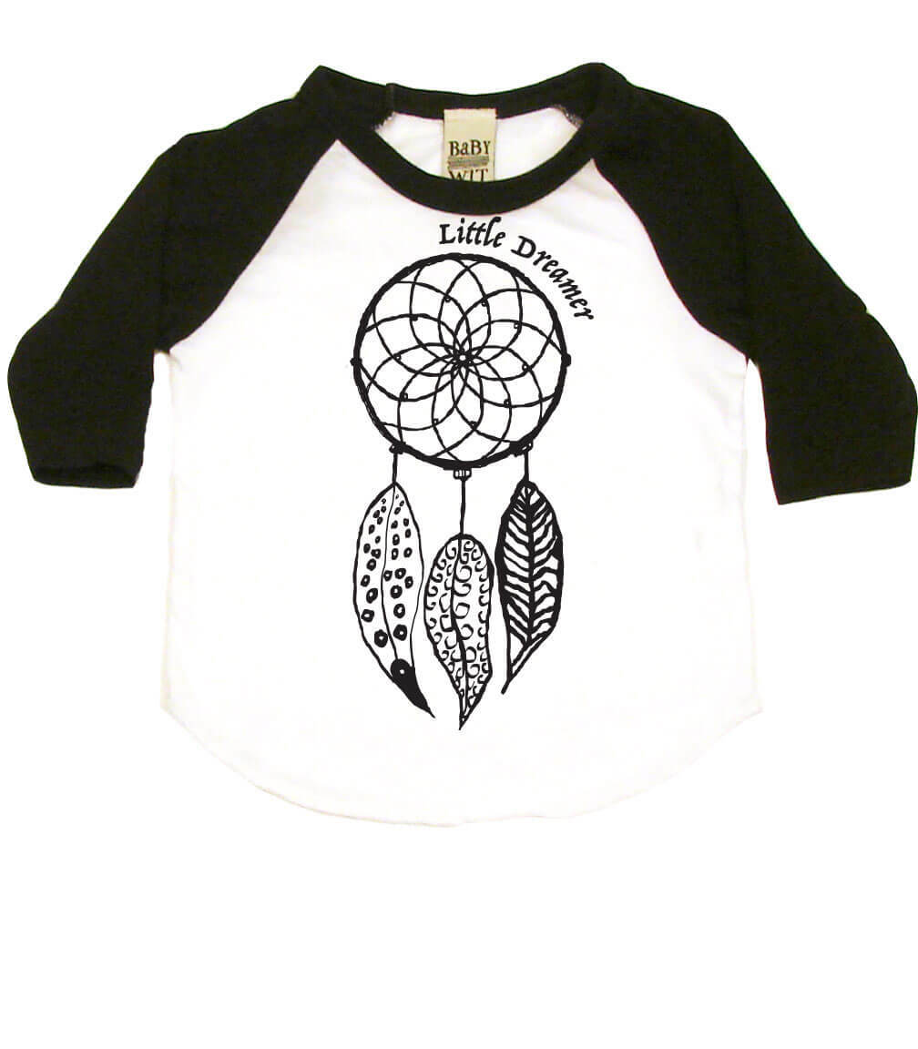 Dreamcatcher Infant Bodysuit or Raglan Baby Tee-White/Black-3-6 months