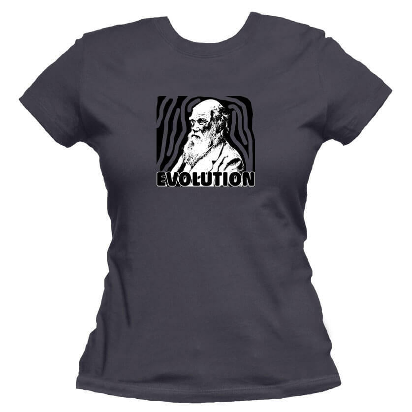 Charles Darwin Evolution Unisex Or Women's Cotton T-shirt-Asphalt-Woman