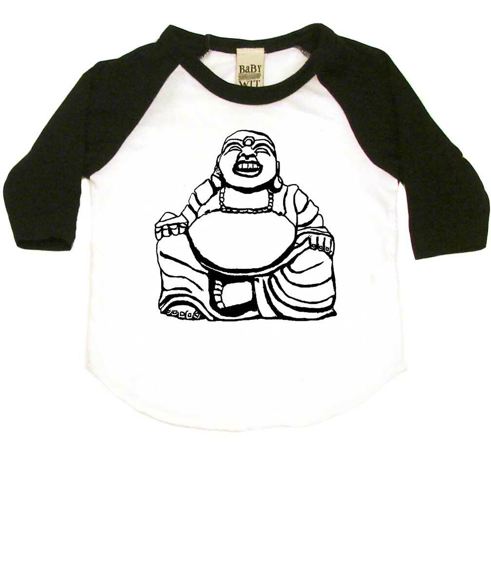 Laughing Buddha Infant Bodysuit or Raglan Baby Tee-White/Black-3-6 months