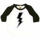 Giant Lightning Bolt Infant Bodysuit or Raglan Baby Tee-White/Black-3-6 months
