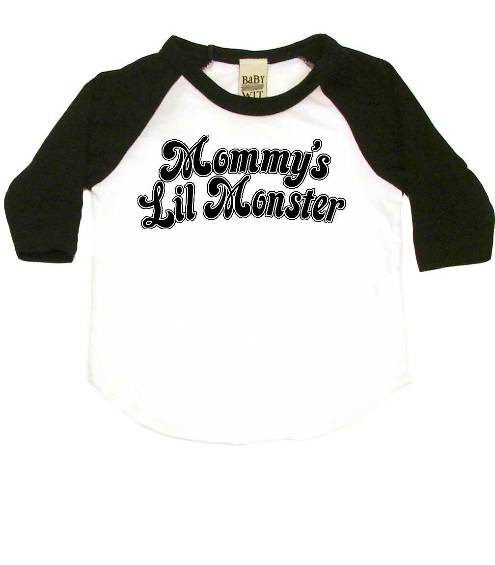 Mommy's Lil Monster Infant Bodysuit or Raglan Baby Tee-White/Black-3-6 months