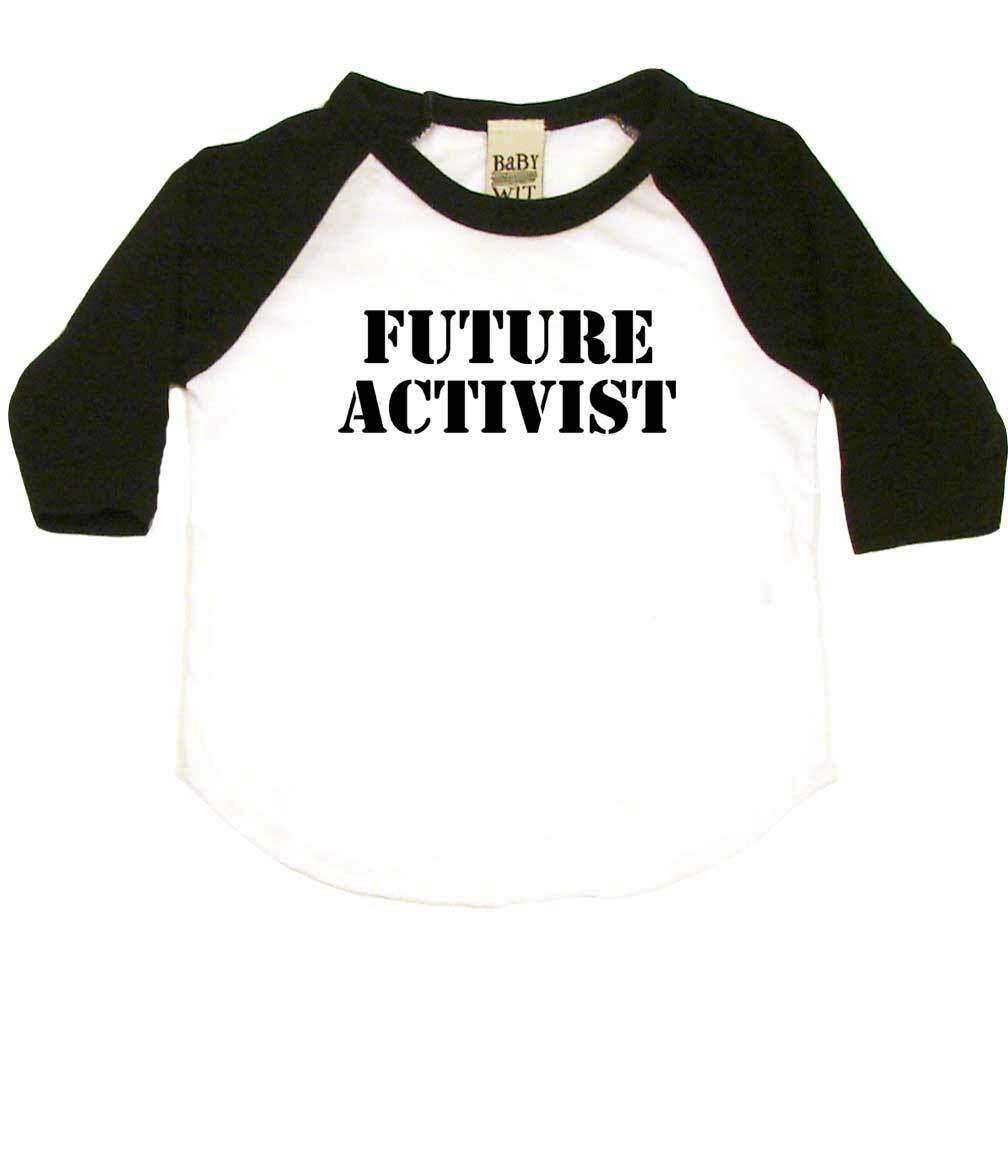 Future Activist Infant Bodysuit or Raglan Tee-White/Black-3-6 months