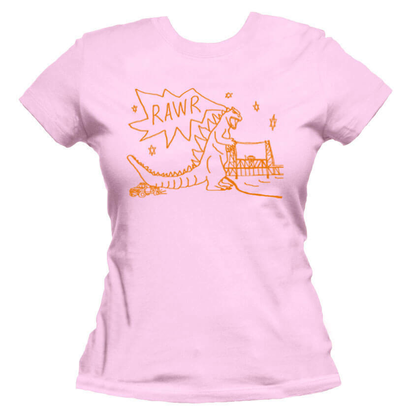 RAWR Dinosaur Unisex Or Women's Cotton T-shirt-Pink-Woman