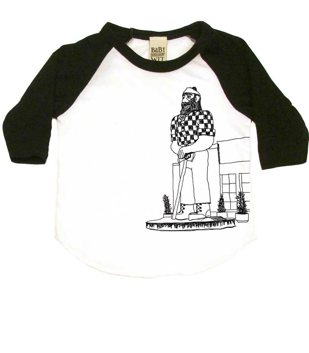 Paul Bunyan Infant Bodysuit or Raglan Baby Tee-White/Black-3-6 months