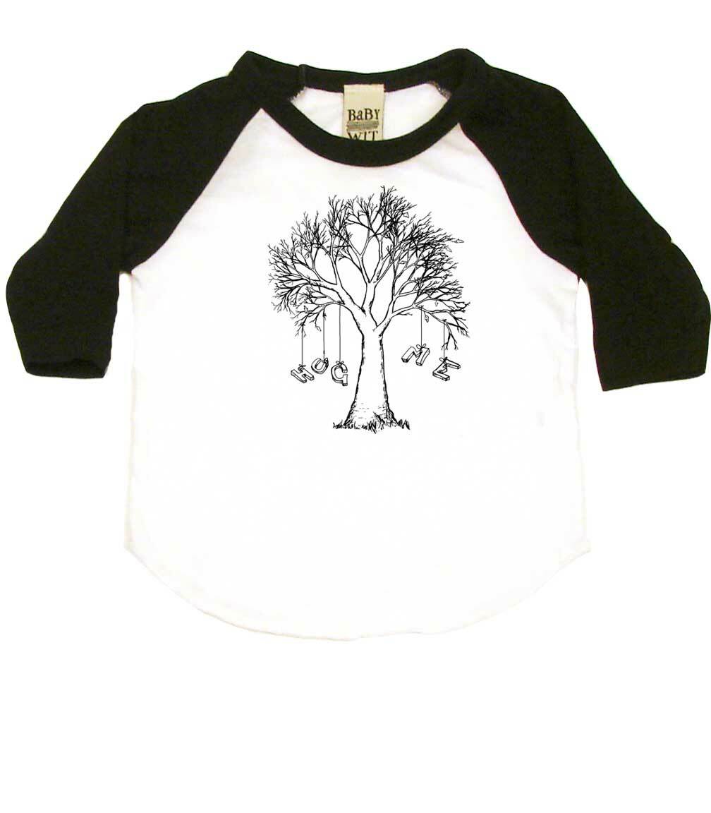 Hug A Tree Infant Bodysuit or Raglan Tee-White/Black-3-6 months