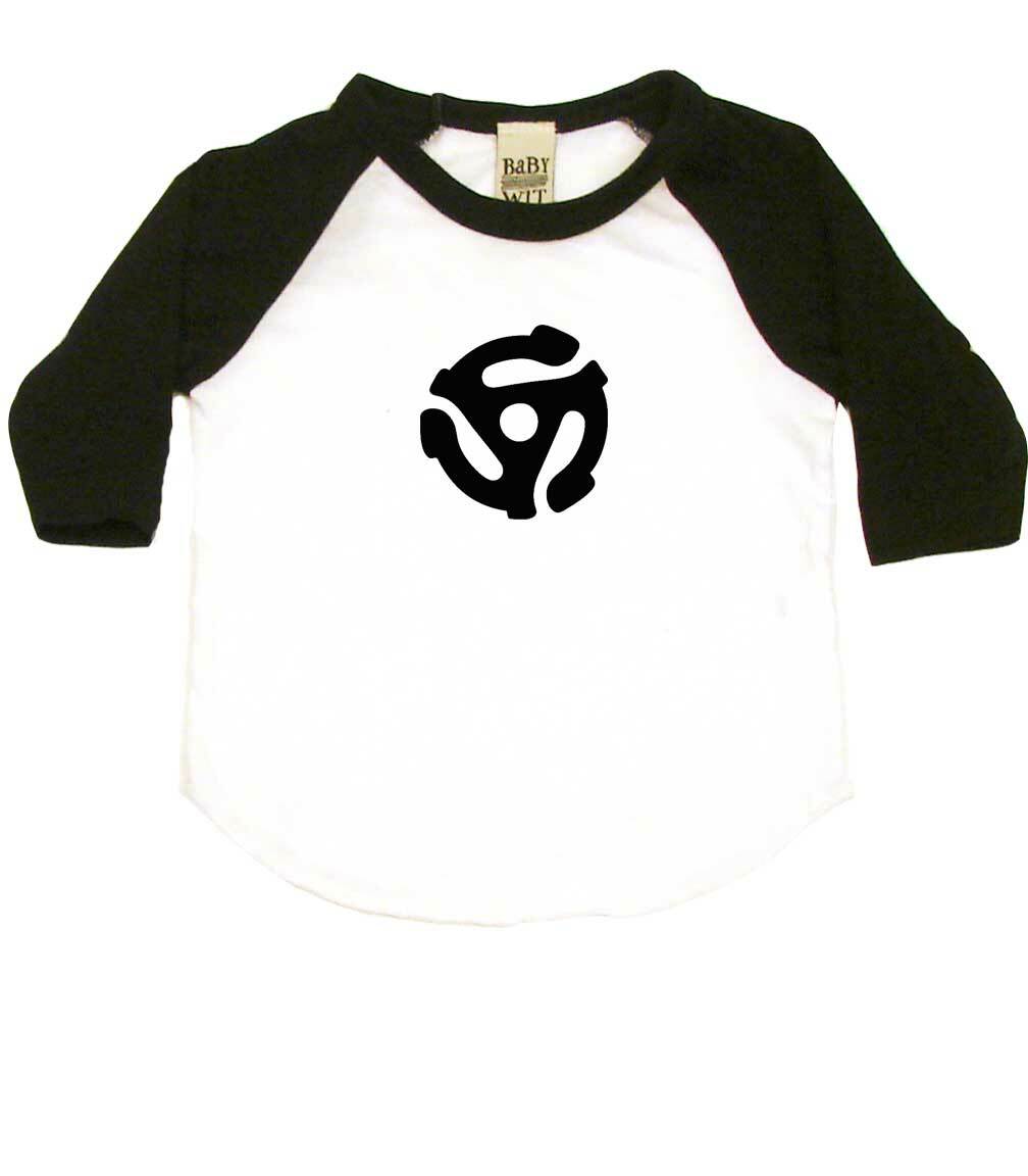 Vinyl Record 45" Adapter Infant Bodysuit or Raglan Tee-White/Black-3-6 months