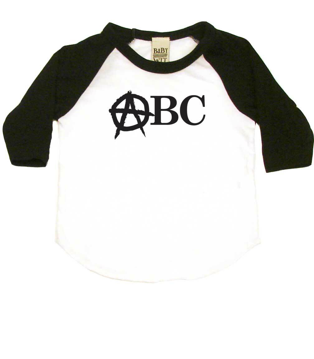 Punk Rock Alphabet Infant Bodysuit or Raglan Tee-White/Black-3-6 months