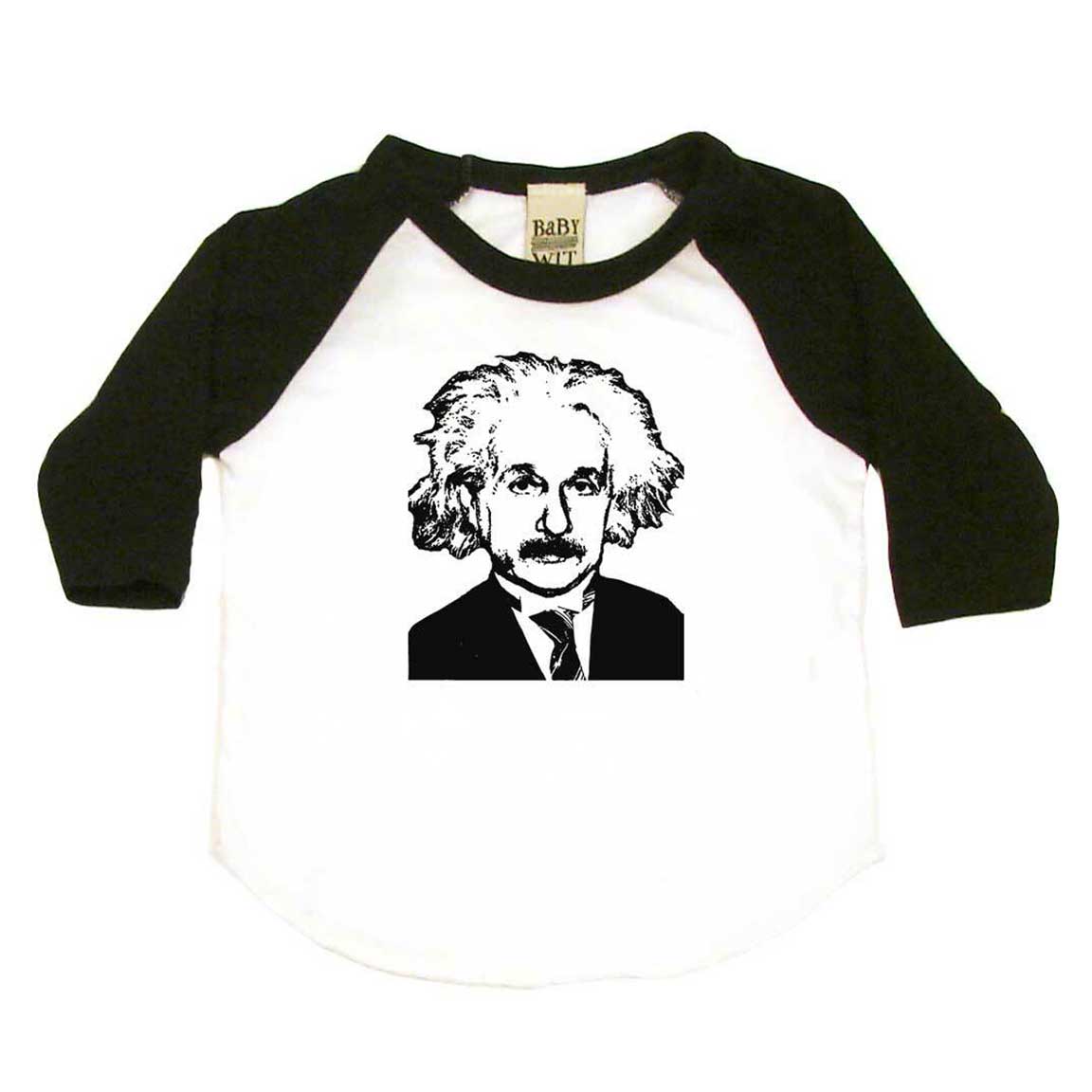Albert Einstein Infant Bodysuit or Raglan Baby Tee-White/Black-3-6 months